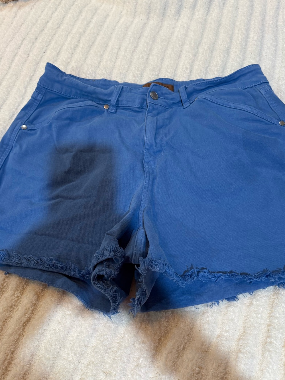 Judy Blue Electric Blue Distressed Hem Jean Shorts